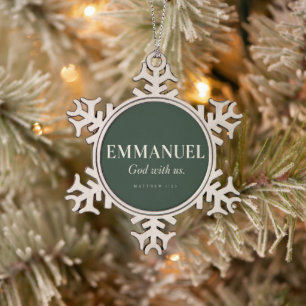 EMMANUEL Matthew 1:23 Christmas Snowflake Pewter Christmas Ornament