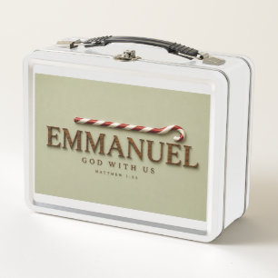 EMMANUEL   Matthew 1:23 Christmas   Soft Sage Metal Lunch Box