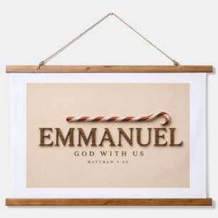 EMMANUEL   Matthew 1:23 Christmas   Warm Cream Hanging Tapestry