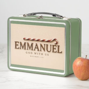 EMMANUEL   Matthew 1:23 Christmas   Warm Cream Metal Lunch Box