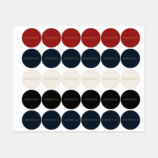 Emmanuel — Minimal Round Christian Sticker Labels (Sheet)