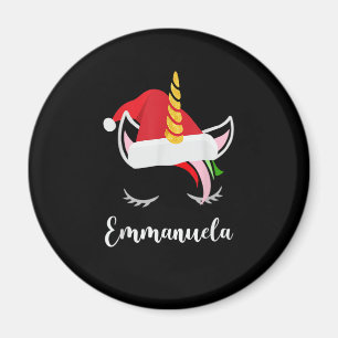 Emmanuela Name Gift - Emmanuela Santa Unicorn T-Sh Magnet