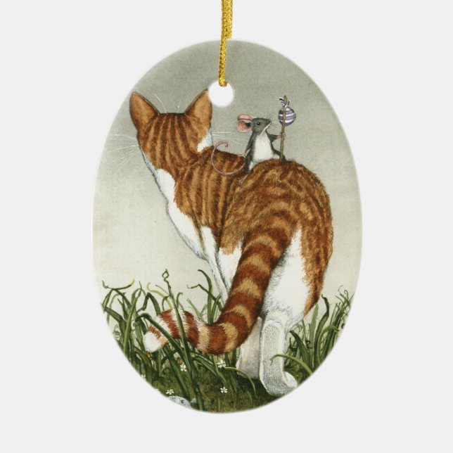 "Emmett and Roscoe" Ceramic Tree Decoration (Front)