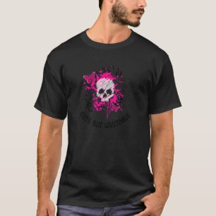 Emo And Goth Cute But Unstable Pink Butterfly Ske T-Shirt