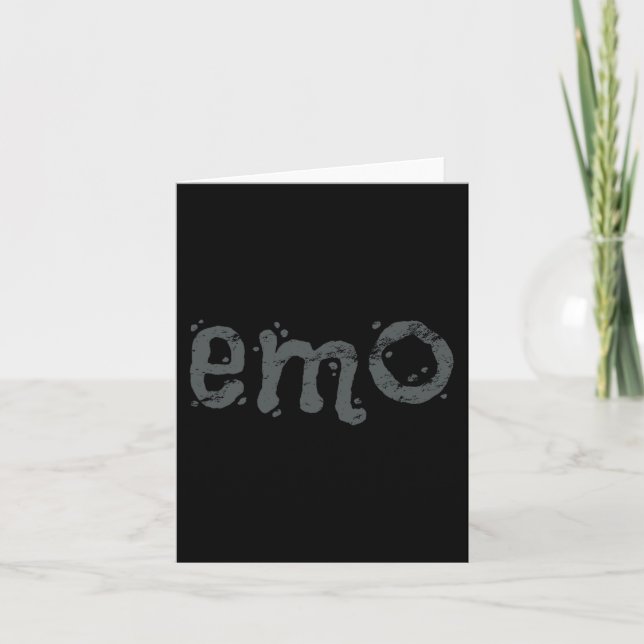 EMO And Still Goth - Black Distressed Emo  Card (Front)