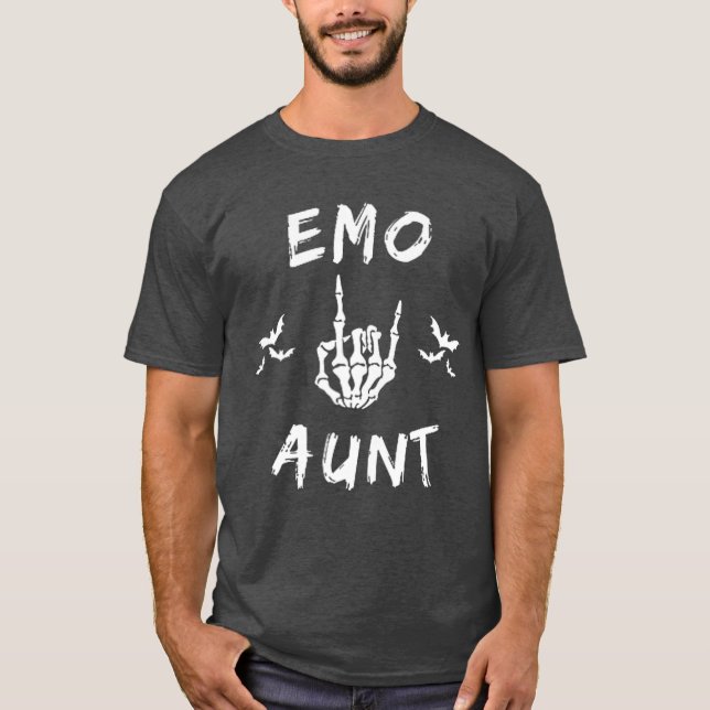 Emo Aunt cool Emo auntie Goth Punk skeleton hand r T-Shirt (Front)