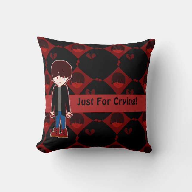 Emo Boy Sad Sap Character Funny Pattern Cushion (Front)