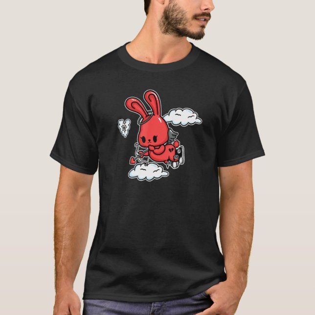 Emo Bunny Emo Angel Alt Aesthetic Soft Goth Valent T-Shirt (Front)