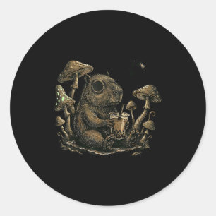 Emo Capybara Goth Punk Boba Funny Rodent  Classic Round Sticker