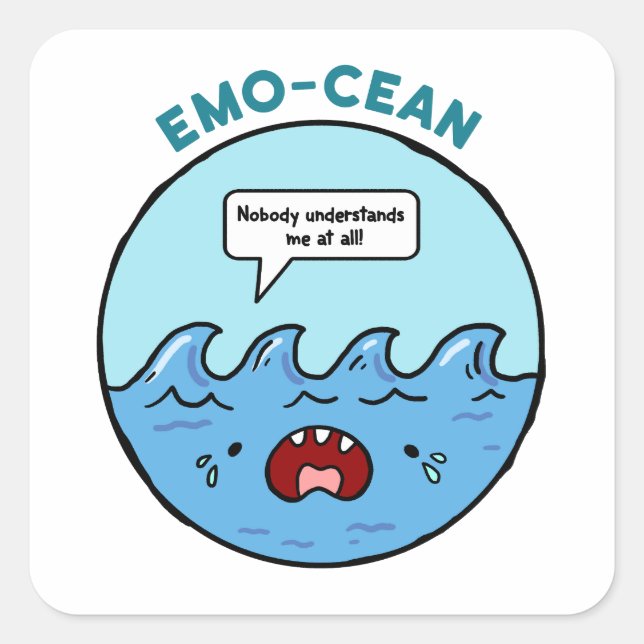 Emo-cean Ocean Beach Pun Sticker (Front)