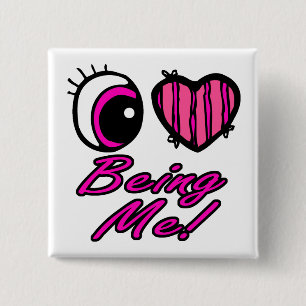 Emo Eye Heart I Love Being Me 15 Cm Square Badge