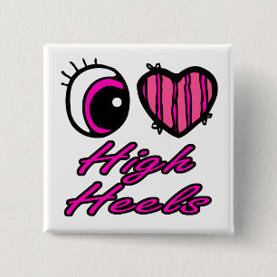 Emo Eye Heart I Love High Heels 15 Cm Square Badge