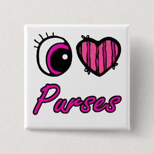 Emo Eye Heart I Love Purses 15 Cm Square Badge