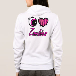 Emo Eye Heart I Love Zombies Hoodie