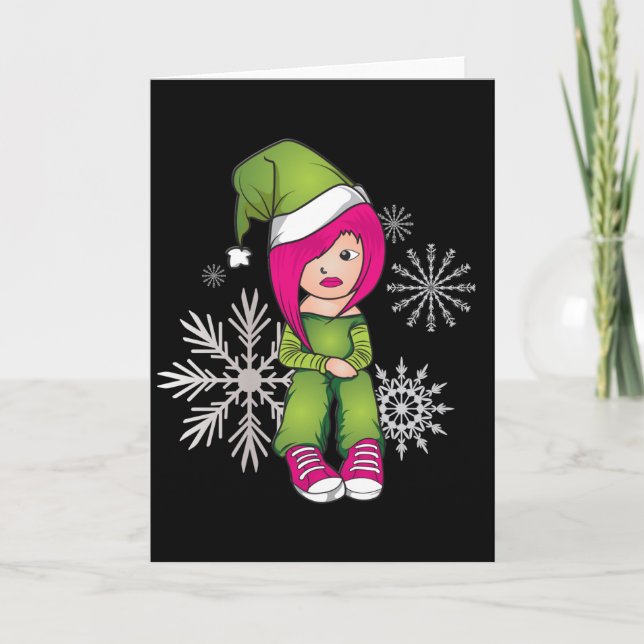 Emo Girl Christmas Merch Holiday Card (Front)