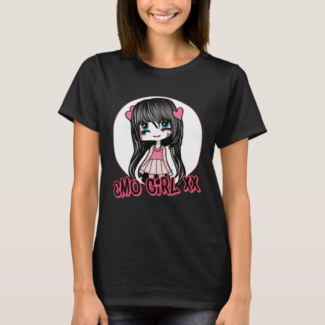 Emo Girl Cute Scene Aesthetic Punk Music Fans Pull T-Shirt (Front)