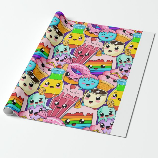 emo-girl-kawaii-seamless-pattern wrapping paper (Unrolled)
