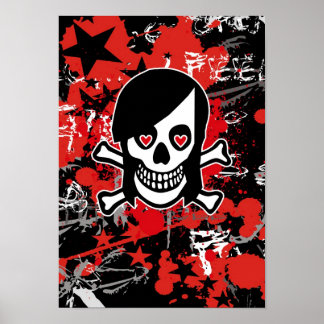 Emo Girl Skull Poster