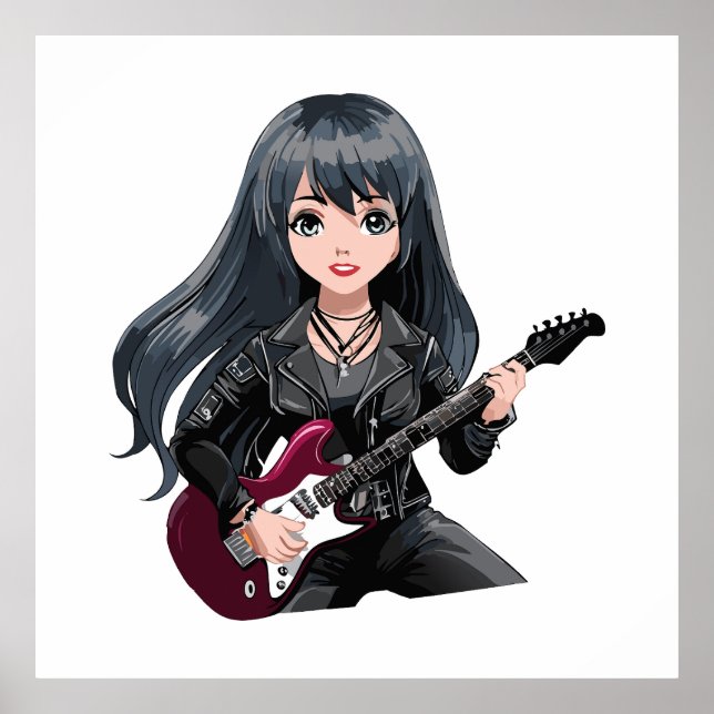 Emo girl with long black hair poster (Front)