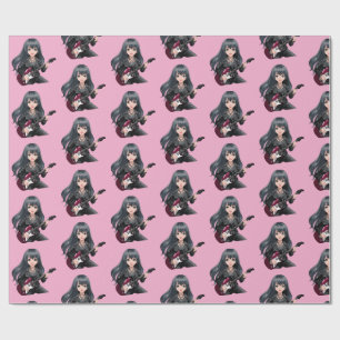 Emo girl with long black hair wrapping paper