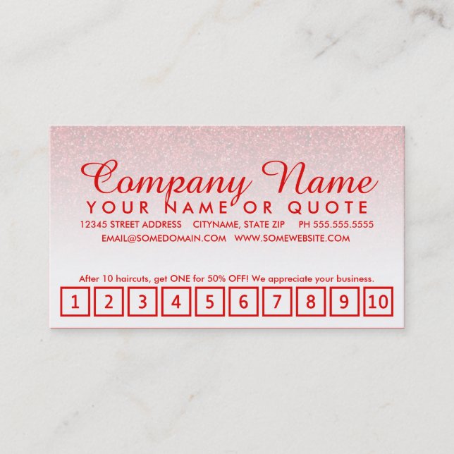 emo glitter loyalty program card (Front)