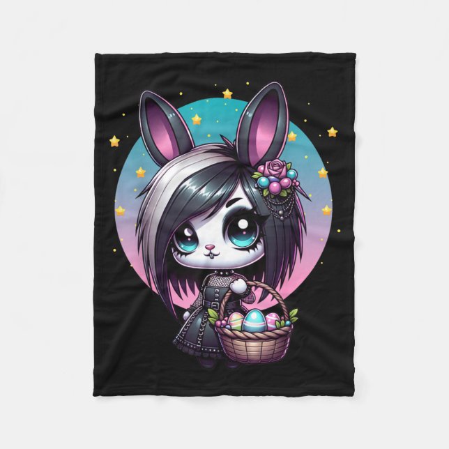 Emo Goth Girl Scene Easter Bunny Fleece Blanket (Front)