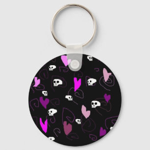 EMo & Goth Skulls and Hearts Key Ring