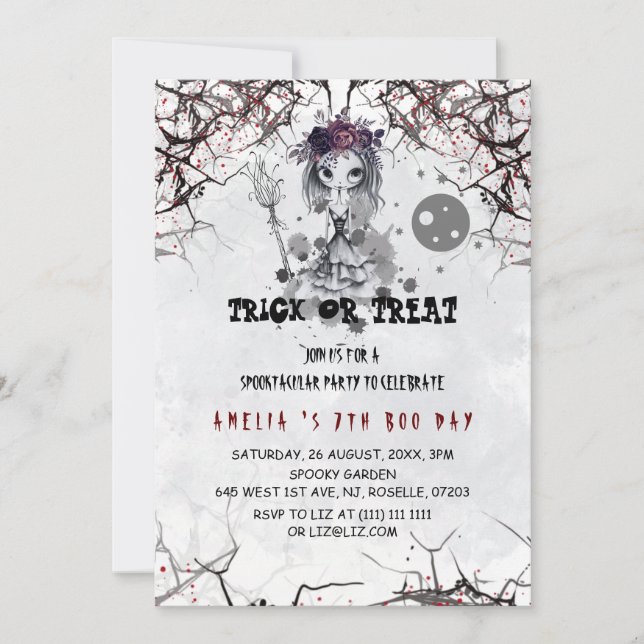 Emo Gothic Cute Girl Birthday Invitation (Front)