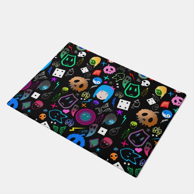 Emo Halloween pattern Doormat (Angled)