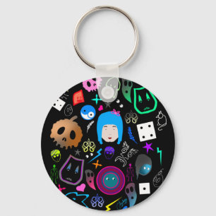 Emo Halloween pattern Key Ring