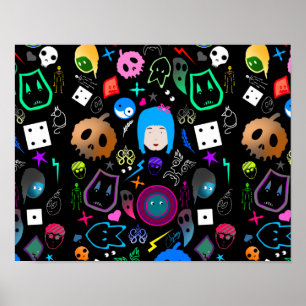 Emo Halloween pattern Poster