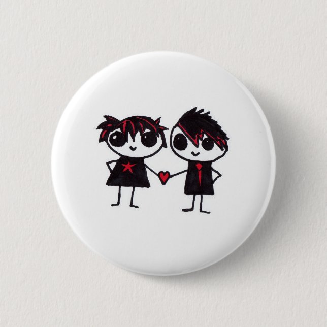 Emo in love 6 cm round badge (Front)