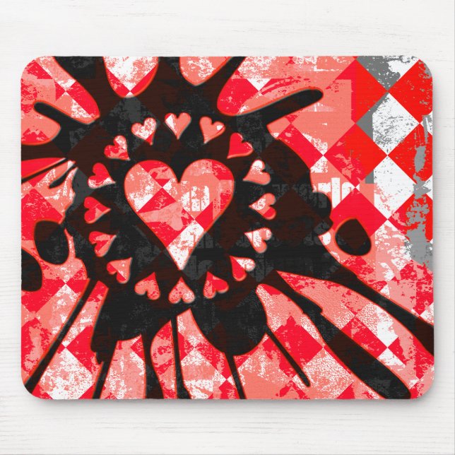 Emo Love Heart Paint Splatter Mouse Pad (Front)