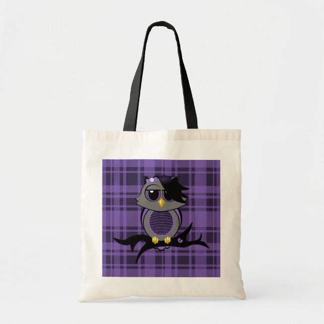 Emo Owl on Plaid Bag (Front)