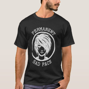 Emo Permanent Sad Face Expression Graphic T-Shirt
