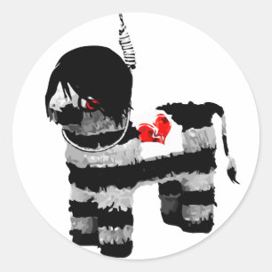 emo piñata classic round sticker