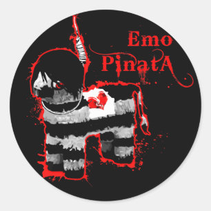 emo piñata classic round sticker