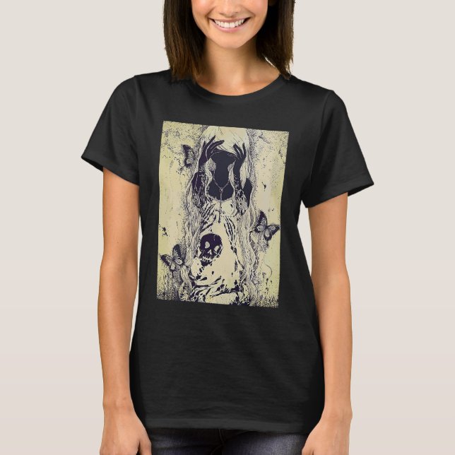 Emo punk graphic  womens summer graphic skull butt T-Shirt (Front)
