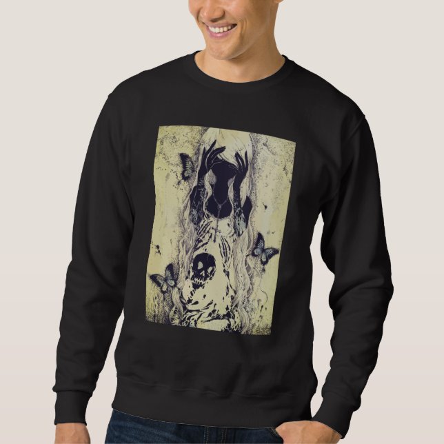 Emo punk graphic womens summer graphic skull butte sweatshirt (Front)