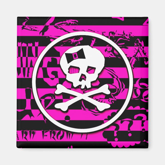 Emo Scene Skull & Bones Magnet (Front)