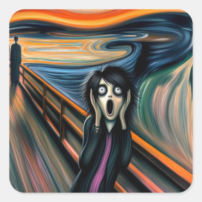 Emo Scream Square Sticker (Front)