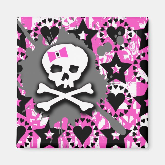 Emo Skull & Bones Magnet (Front)