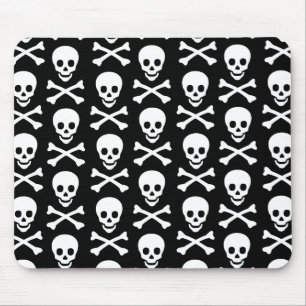 Emo Skull & Bones Pattern Mouse Pad