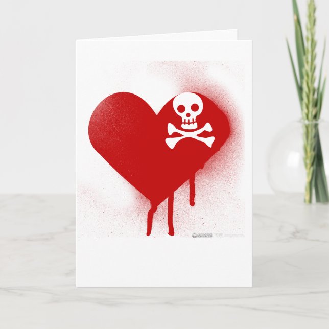 Emo Skull Heart Anti Valentines Day - Rock Grunge Holiday Card (Front)