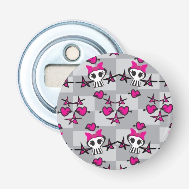 Emo Skulls Pattern Bottle Opener (Front)