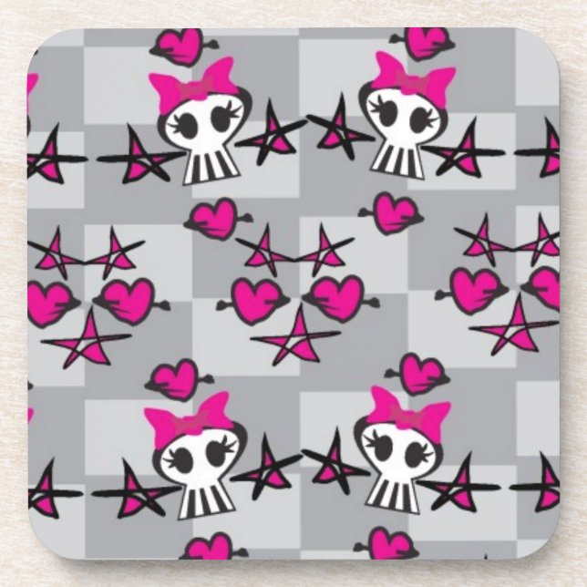 Emo Skulls Pattern Coaster (Front)