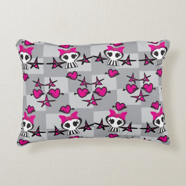 Emo Skulls Pattern Decorative Cushion (Front)