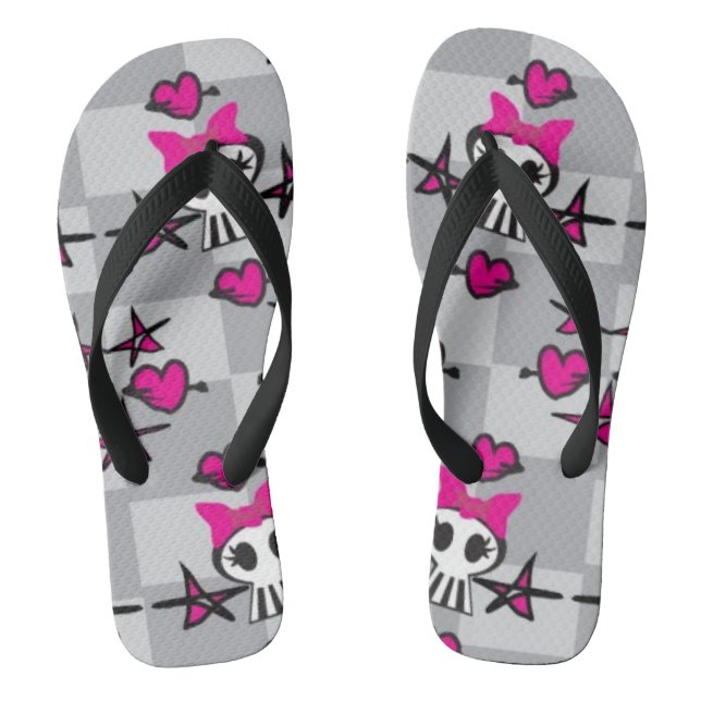 Emo Skulls Pattern Jandals (Footbed)