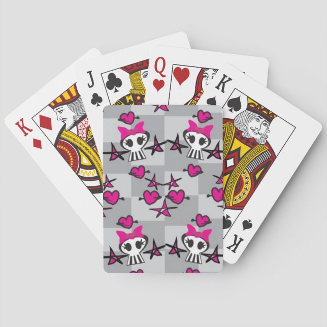 Emo Skulls Pattern Playing Cards (Back)