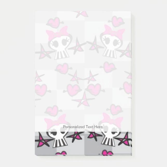 Emo Skulls Pattern Post-it Notes (Front)